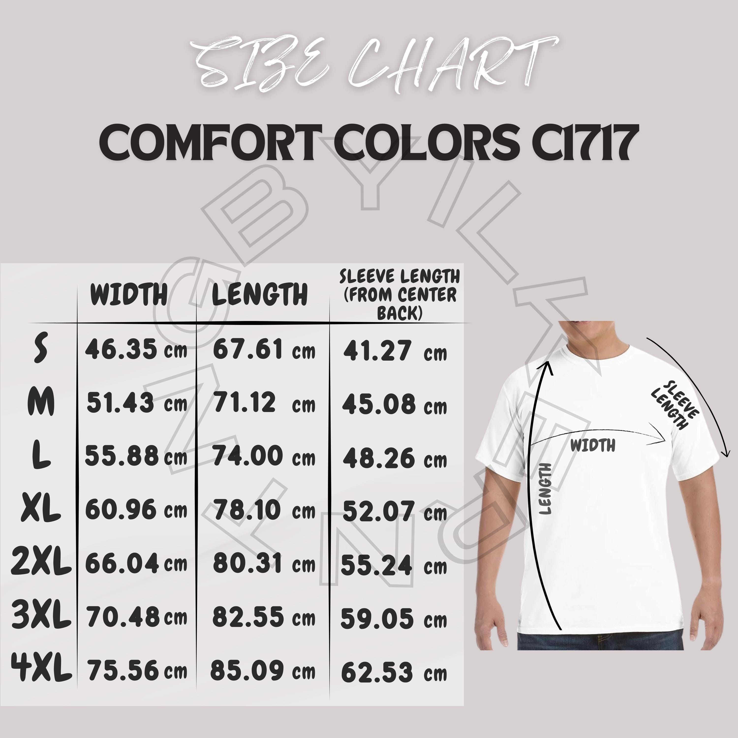 Comfort Colors 1717 Size Chart | Size Chart for Heavyweight Adult