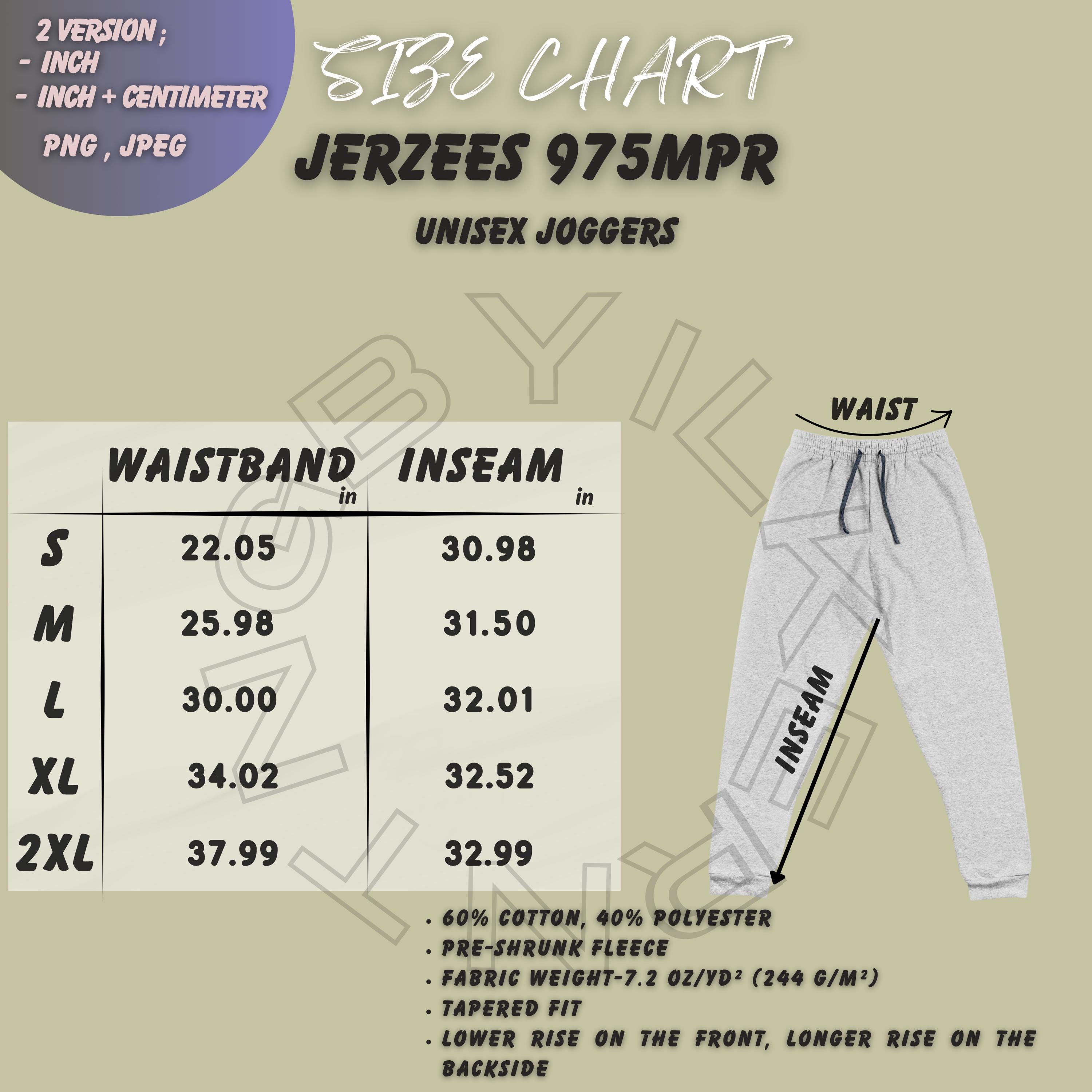 Joggers Size Chart I Joggers Pant Size Chart | JERZEES 975MPR