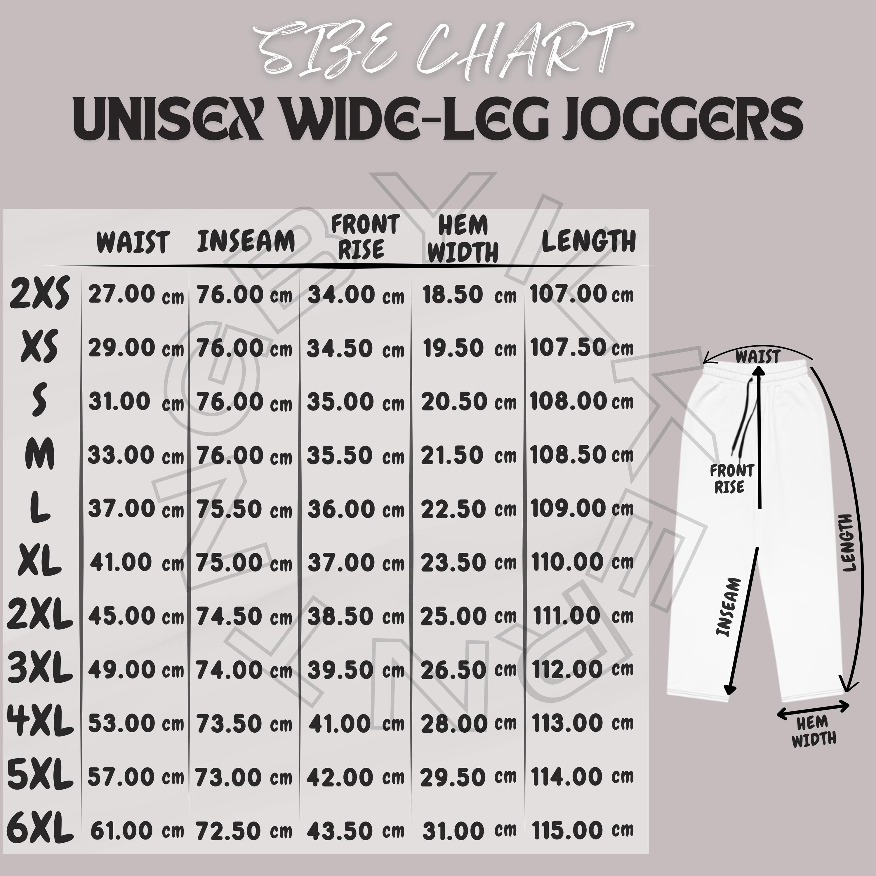 Joggers Size Chart I All-over Print Unisex Wide-leg Joggers