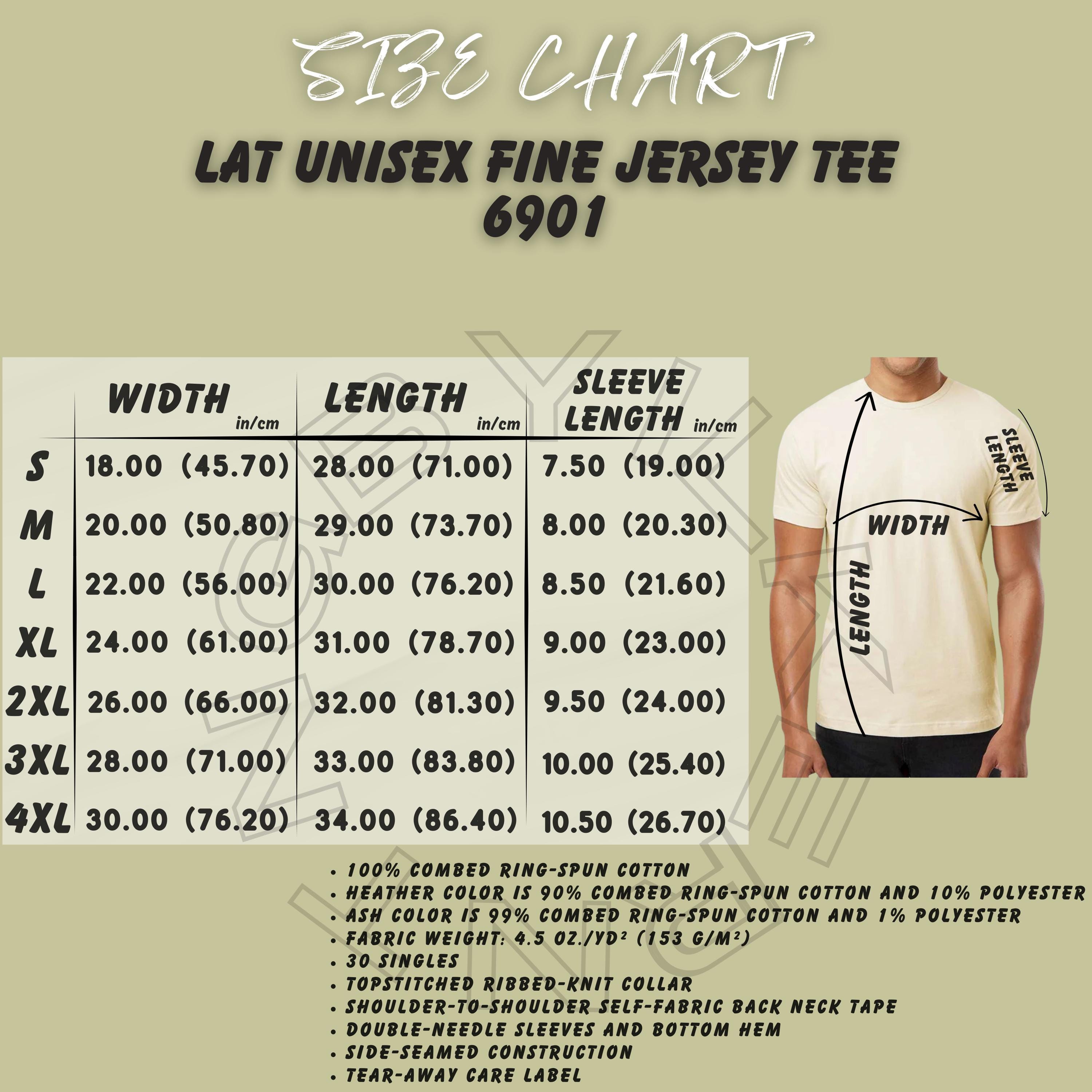 Tee Size Chart I LAT Apparel 6901 Size Chart I Unisex Fine Jersey