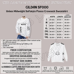 Gildan SF000 Size Chart and Key Features | Product Features Unisex Midweight Softstyle Fleece Crewneck Sweatshirt | Gildan SF000 Bundle