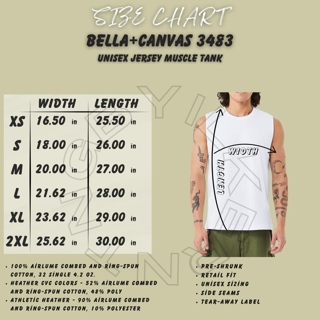 Tank Size Chart I Bella+canvas 3483 Size Chart | Size Chart