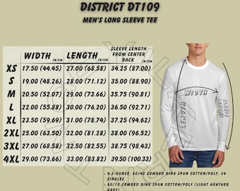 ロングスリーブTシャツのサイズ表 I District DT109 サイズ表 I サイズ