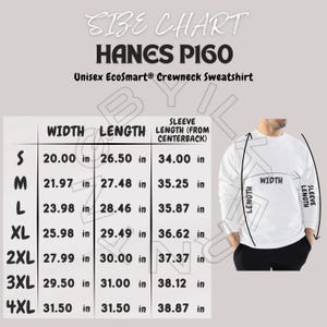 Hanes ecosmart sweatshirt size chart sale