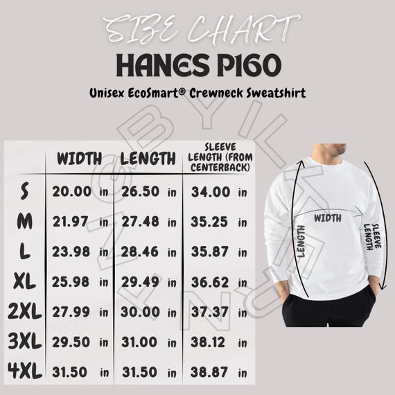 スウェットシャツ サイズ表 I Hanes P160 サイズ表 I ユニセックス