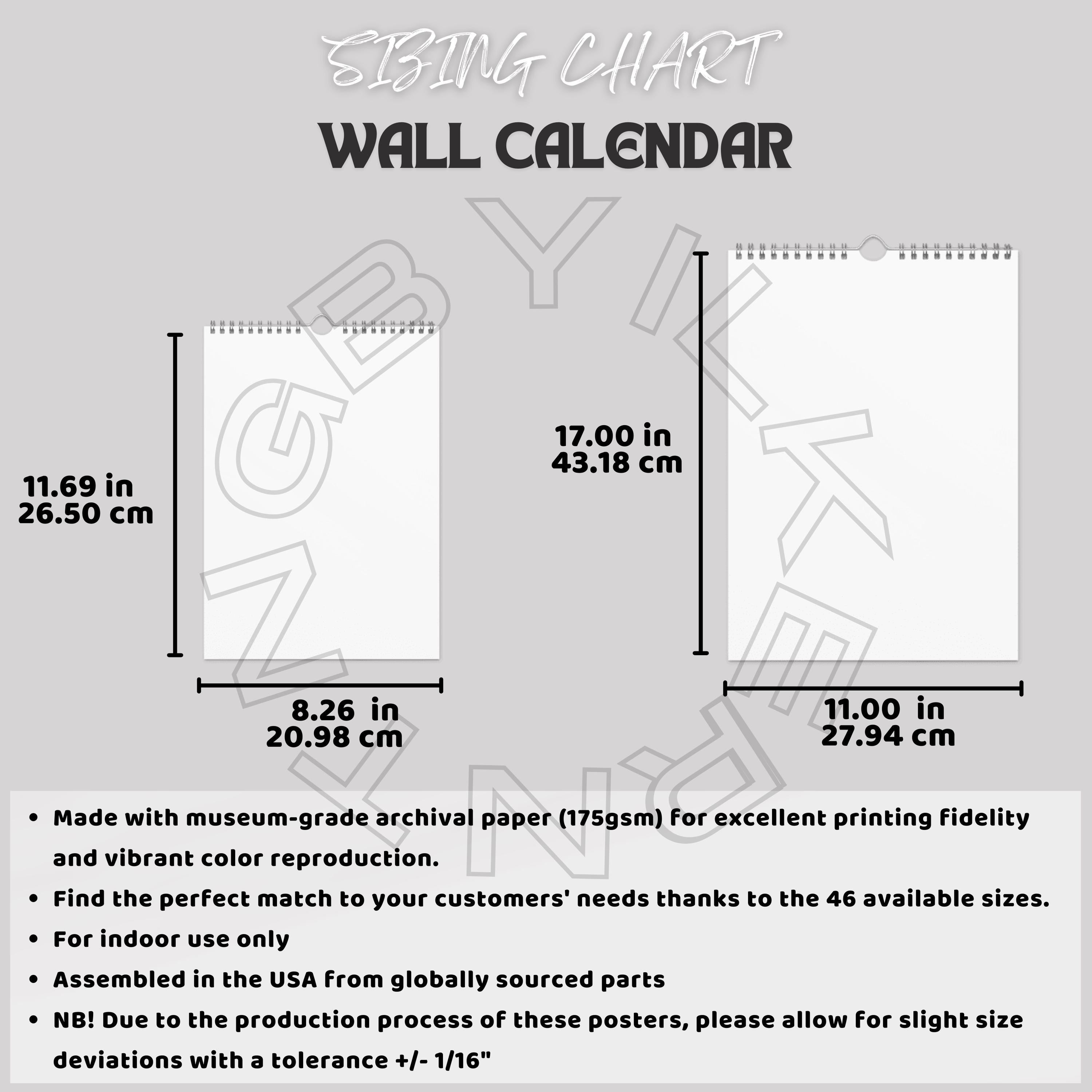 Wall Calendar Size