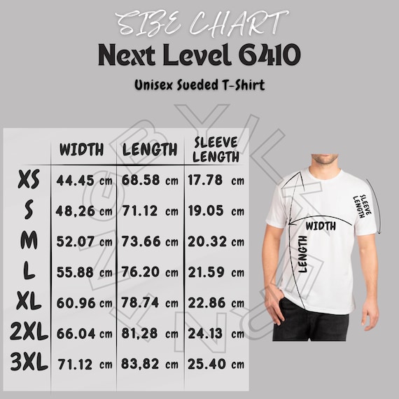 Next Level 6410 Size Chart | Unisex Sueded T-shirt Size Next Level 6410 Size Chart | Unisex Sueded T-shirt Size