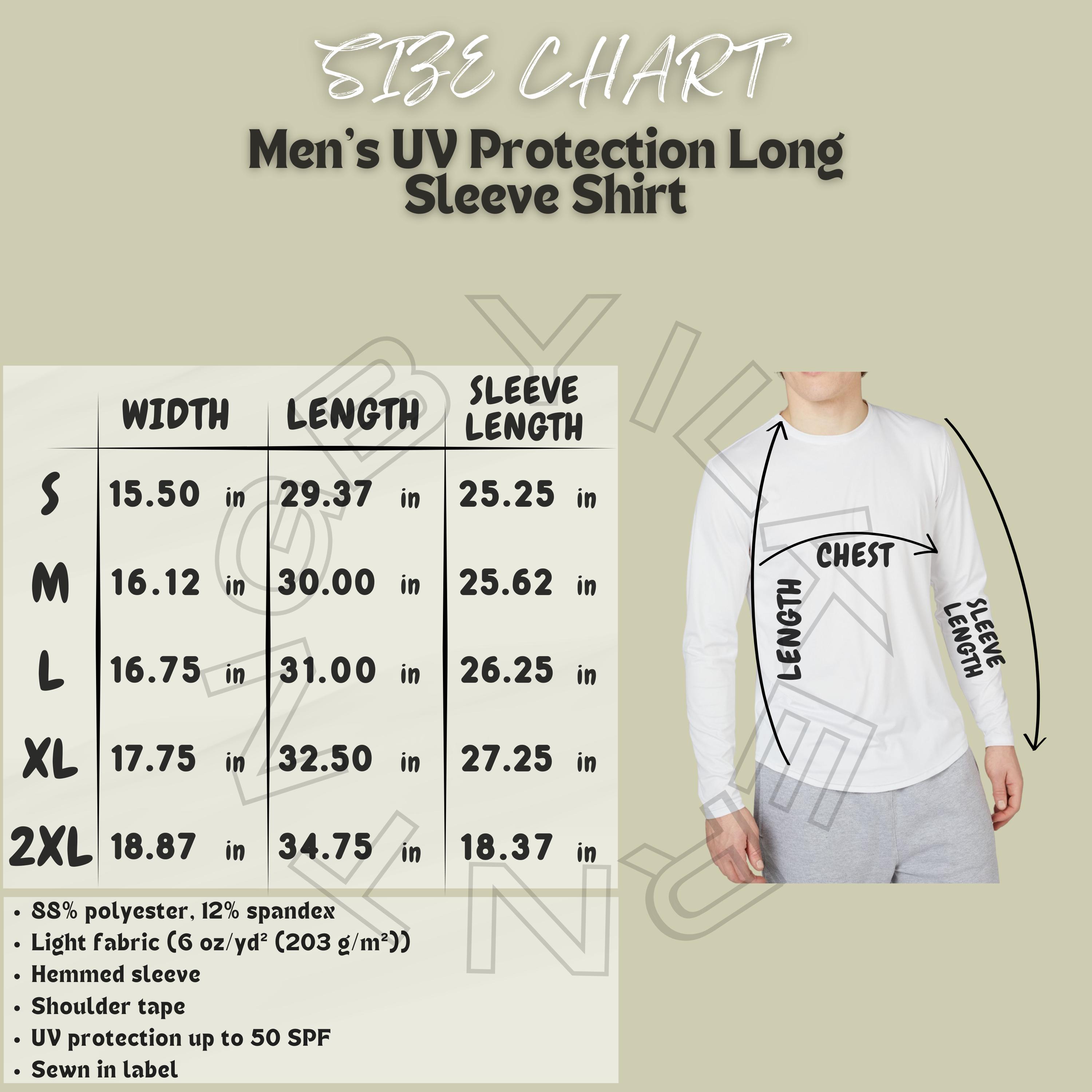 Shirt Size Chart I Men's UV Protection Long Sleeve Shirt (AOP