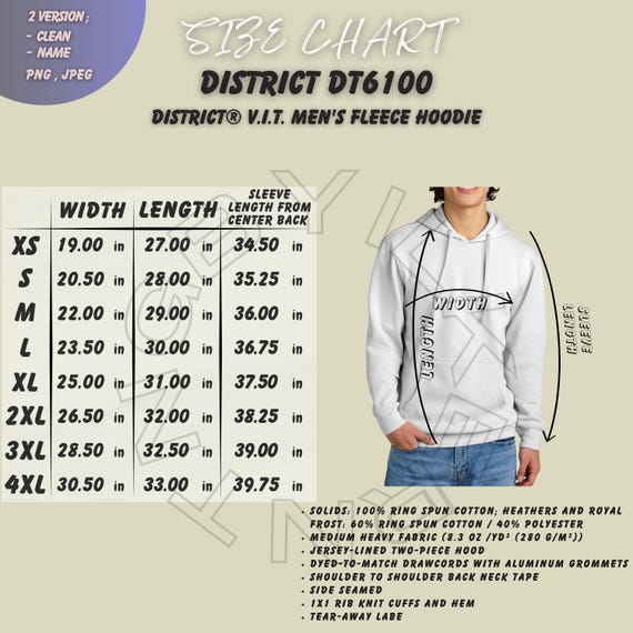パーカーサイズ表 I District DT6100 サイズ表 I サイズ表 I V.I.T.