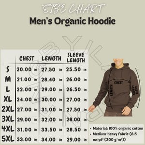 Hoodie Size Chart I Men&#39;s Organic Hoodie Size Chart | ReSupply RNA7 Size Chart I Organic Hoodie Mockup and Size chart | Hoodie sizing