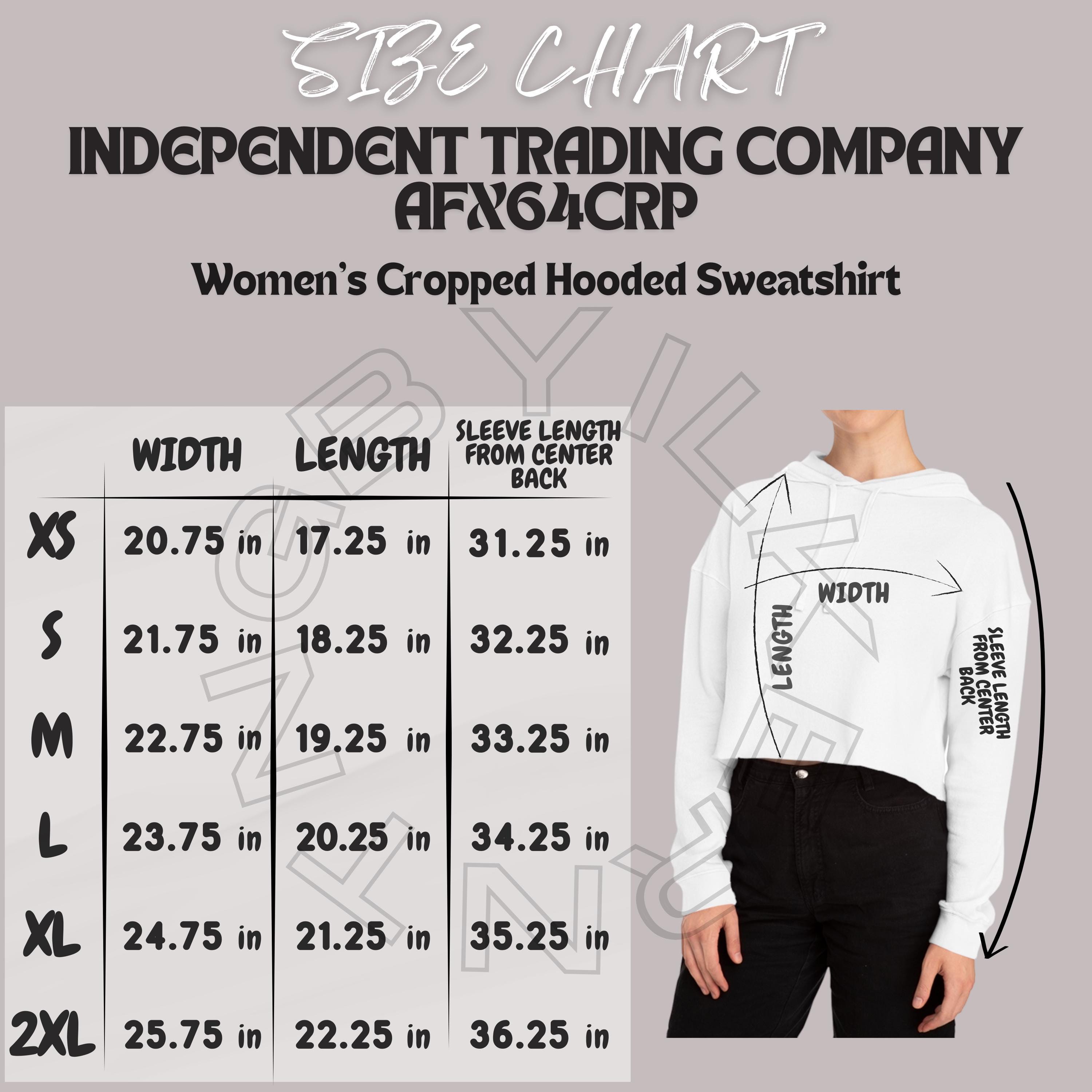 Sweatshirt Size Chart I Independent Trading Company AFX64CRP Size