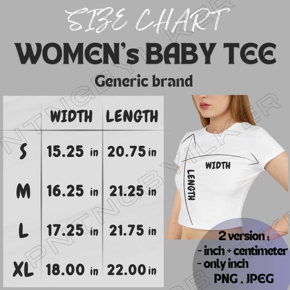 Tee Size Chart I Women's Baby Tee Size Chart I Size Chart
