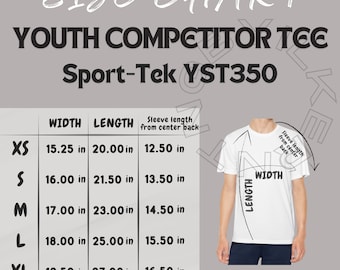 T-shirt Size Chart I Sport-Tek YST350 Size Chart | Size Chart | Tee Size Chart | Youth Competitor Tee Size Chart I Sport-Tek YST350 Tee