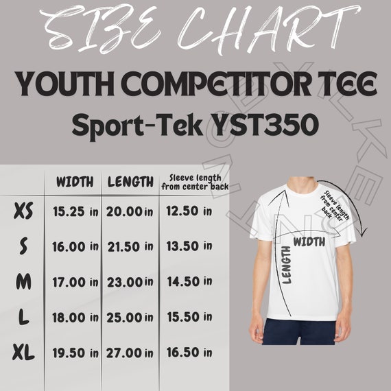 T-shirt Size Chart I Sport-tek YST350 Size Chart | Size Chart