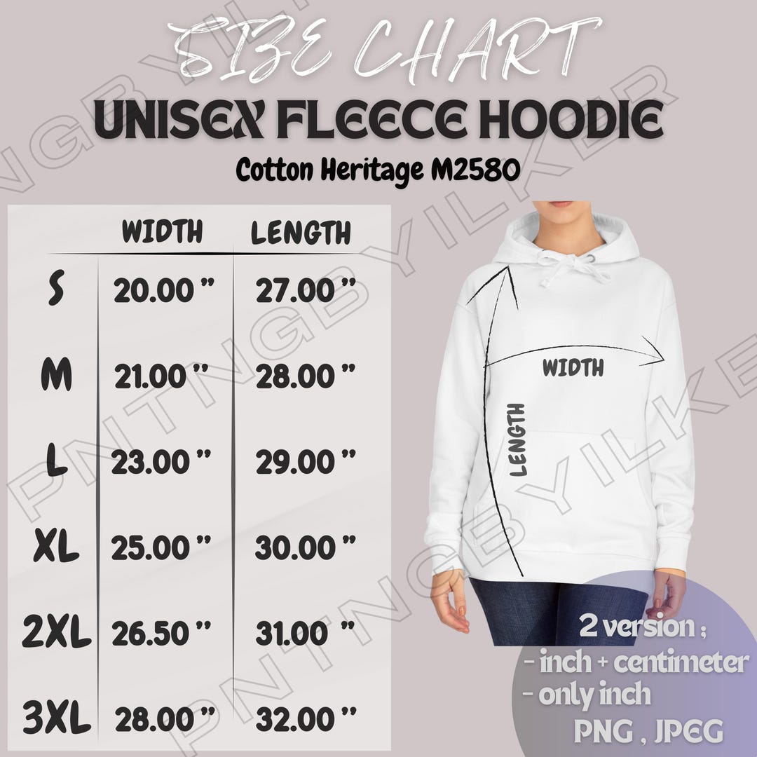 Hoodie Size Chart I Cotton Heritage M2580 Size Chart | Size Hoodie Size Chart I Cotton Heritage M2580 Size Chart | Size