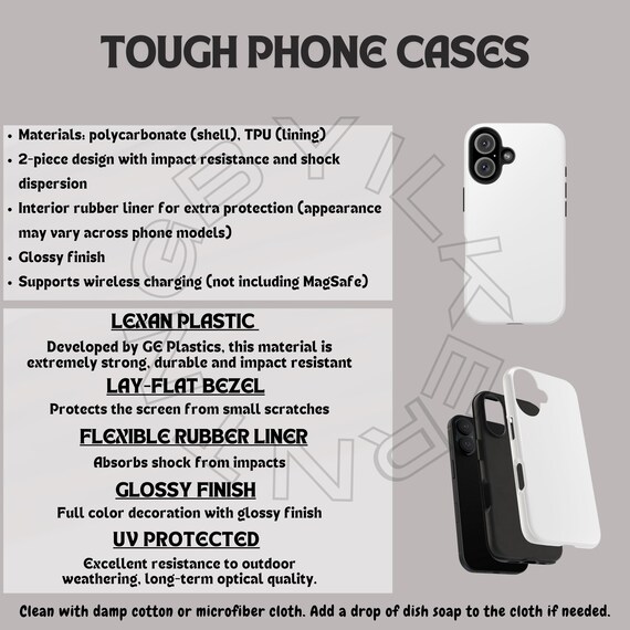 Tough Phone Cases Size Chart I Printify Tough Phone Cases Key Features I Tough Phone Cases Mockup and size chart I Printify Sizing Table
