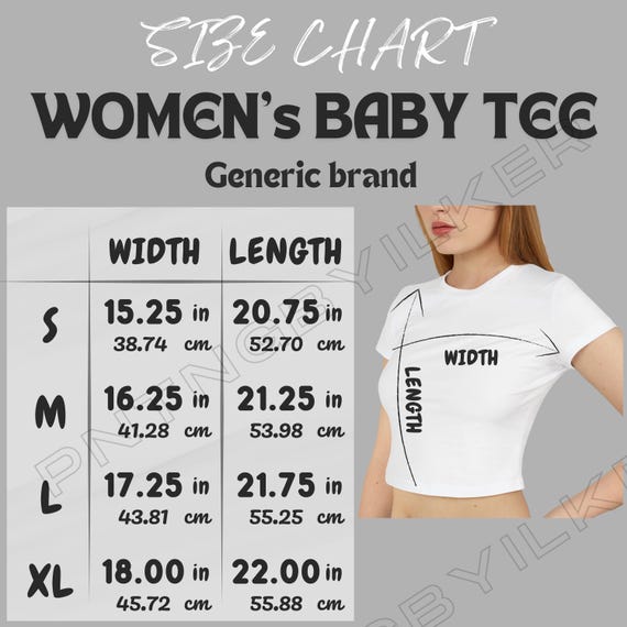Tee Size Chart I Women's Baby Tee Size Chart I Size Chart
