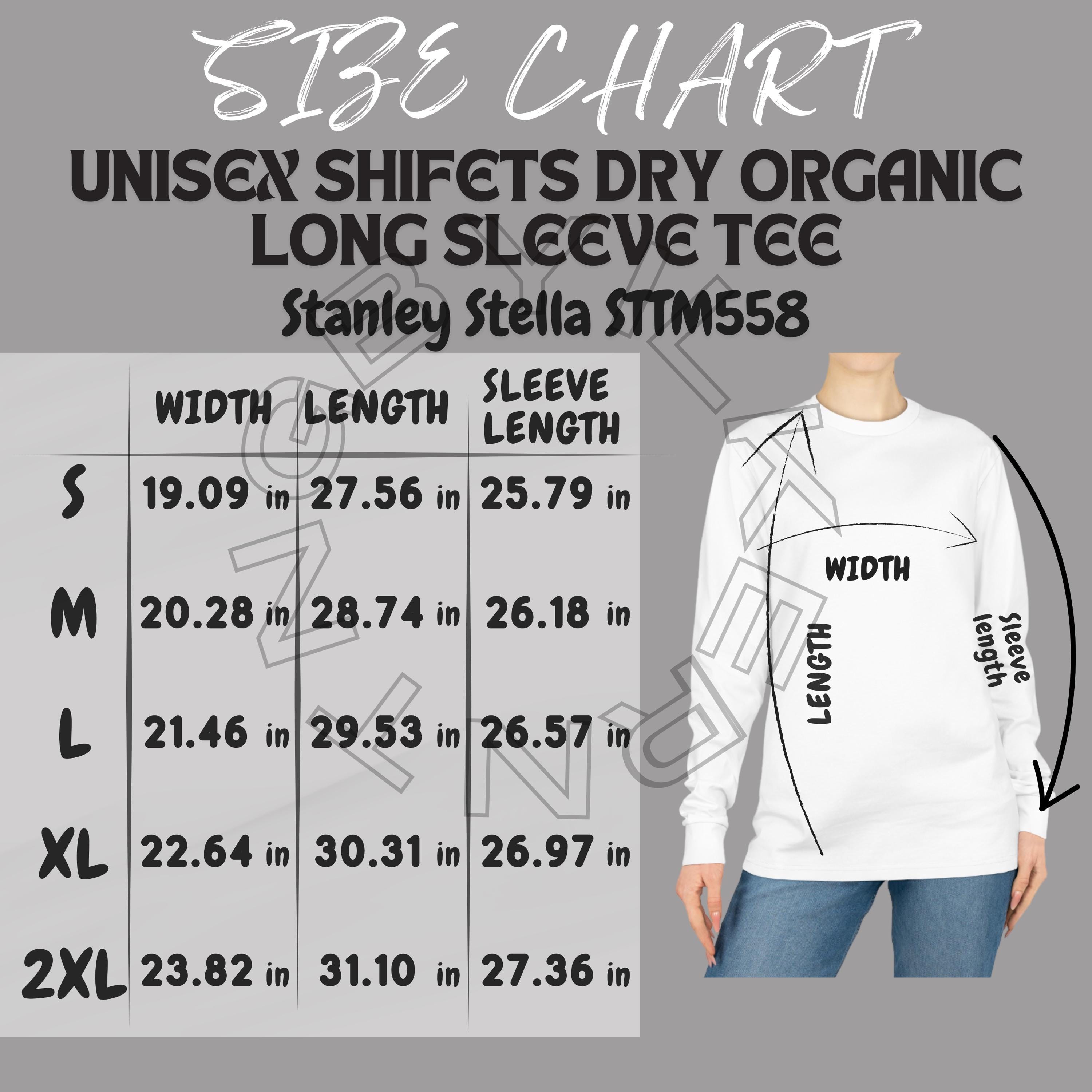 Stanley Stella STTM558 Size Chart | Size Chart for Unisex Shifts
