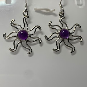 Amethyst and 925 Sterling Silver Earrings