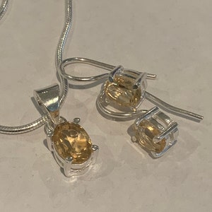 Citrine & Sterling Silver Set - Chain, Pendant, Earrings