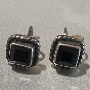 Black Onyx and 925 Sterling Silver Earrings