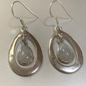 Moonstone and 925 Sterling Silver Earrings