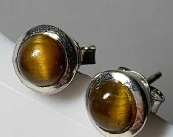 Tiger eye and 925 sterling silver earrings