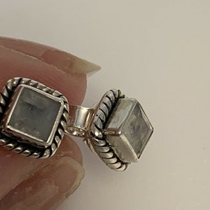 925 sterling silver and moonstone square stud earrings