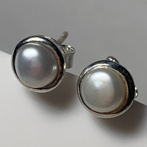 Pearl and 925 Sterling Silver Earrings