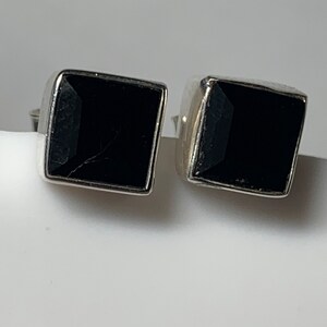 Black Onyx and 925 Sterling Silver Earrings