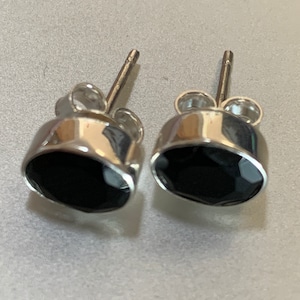 Black Onyx and 925 Sterling Silver Earrings