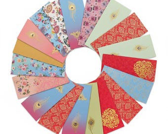 Geldgeschenkenvelop (multiverpakking) Kleurrijke bloemen en motiefontwerpopties Shagun voor bruiloften Verjaardag Diwali Eid Met de hand afgewerkt