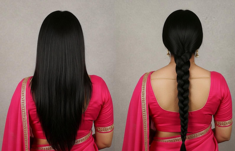 Long silky Indian Braid Hair Extension Choti Parandi Guth Three Strand Wedding Hairstyle image 4