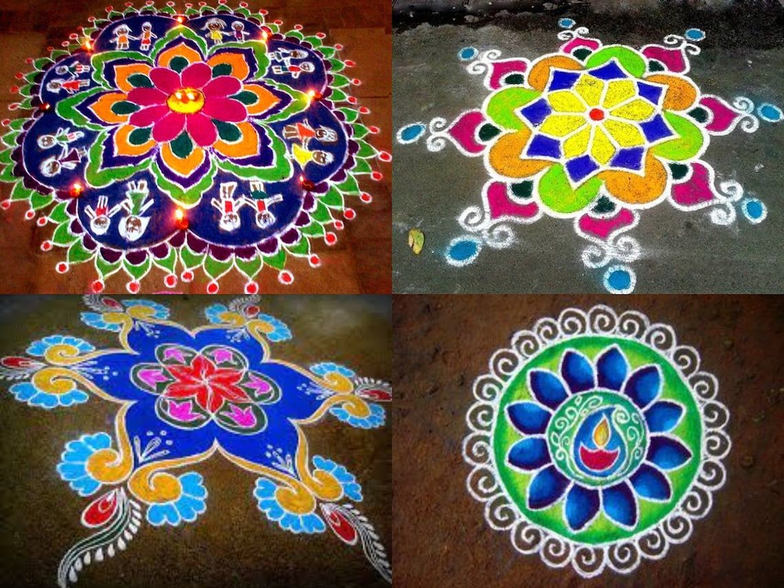 Indian Diwali 10 Pack Rangoli Colours for Floor Decorations. Uses in ...
