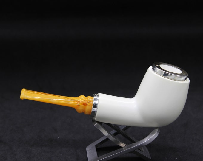 STAR meerschaum pipes / Smooth special billiard shape block meerschaum pipe - RC reverse calabash with smoke room