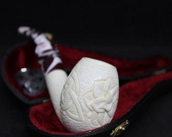 STAR Meerschaum pipes Celtic ROSE bent billiard block meerschaum pipe