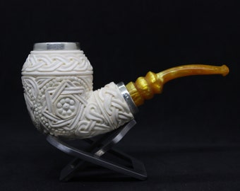 STAR meerschaum pipes Bent Ornament  Bent Dublin model /   RC reverse calabash with smoke room