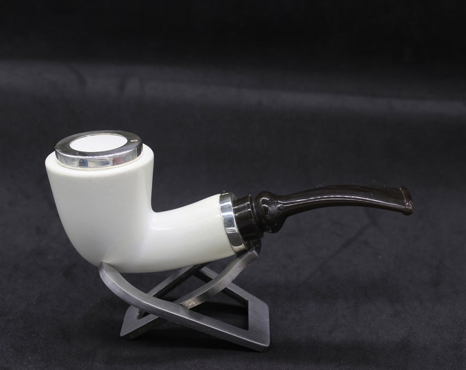 STAR meerschaum pipes /  Smooth special Dublin shape block meerschaum pipe - RC reverse calabash with smoke room