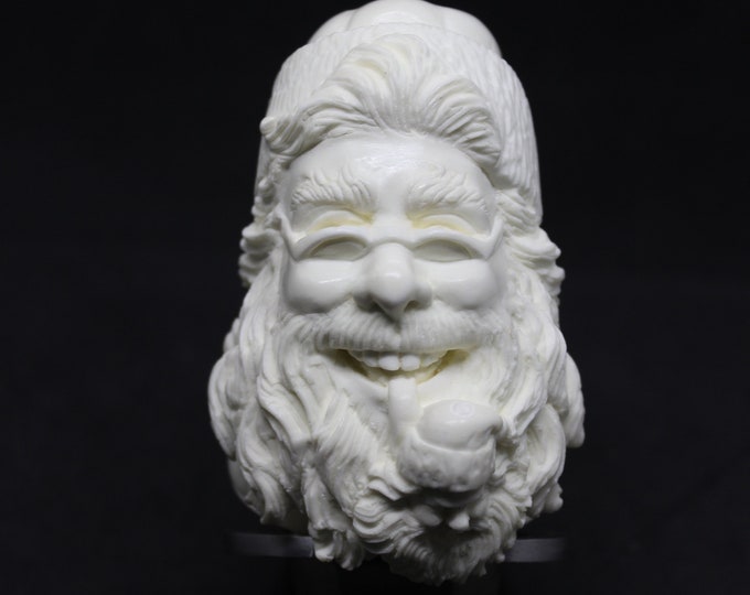 Star meerschaum pipes Block meerschaum pipe SNOW White Santa with santa pipe in his mouth