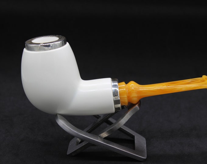 STAR meerschaum pipes / Smooth special billiard shape block meerschaum pipe - RC reverse calabash with smoke room