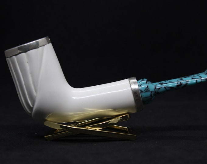 STAR meerschaum pipes  smooth finish Billiard shape reverse calabash block meerschaum pipe with smoke room