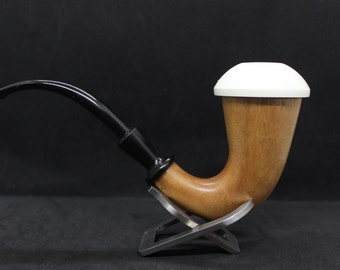 Calabash Pipe Made of Okoume tree natural color with premium grade block meerschaum bowl insert