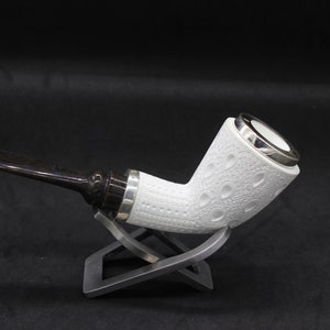 Pipas de espuma de mar STAR / Pipa de espuma de mar con forma de bloque Devils Anse con acabado LATTICE - Calabaza invertida RC con sala de humo