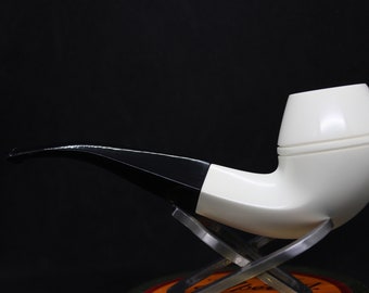 STAR MEERSCHAUM Pipes - Smooth bent bulldog block meerschaum pipe