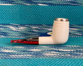 STAR MEERSCHAUM Pipes -Summer time pipe series - Special billiard shape Smooth finish 925 silver TOP