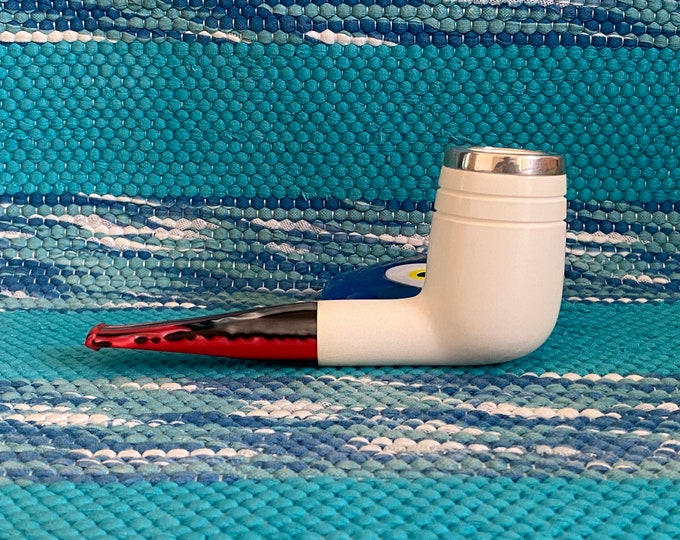 STAR MEERSCHAUM Pipes -Summer time pipe series - Special billiard shape Smooth finish 925 silver TOP