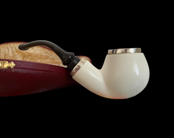 STAR meerschaum pipes smooth  BALL shape reverse calabash block meerschaum pipe with smoke room