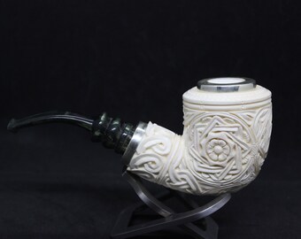 STAR meerschaum pipes Bent Ornament  Bent Dublin model /   RC reverse calabash with smoke room