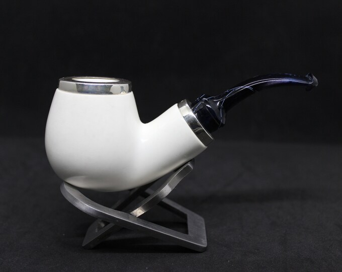 STAR meerschaum pipes Bent smooth bent apple model /   RC reverse calabash with smoke room