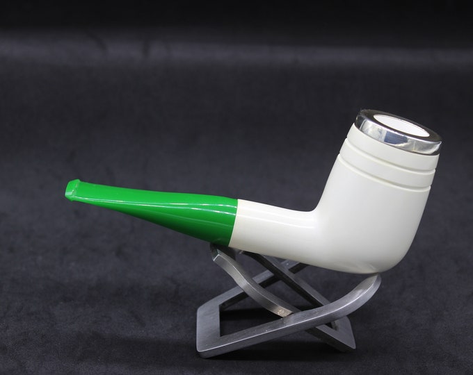 STAR MEERSCHAUM Pipes -Special billiard shape Smooth finish 925 silver TOP Double Stem